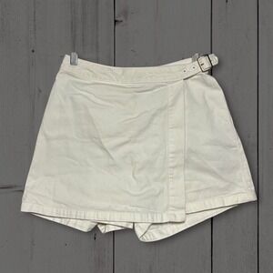 Vintage Gap White Cotton Denim Wrap Skort Side Buckle Women's 4